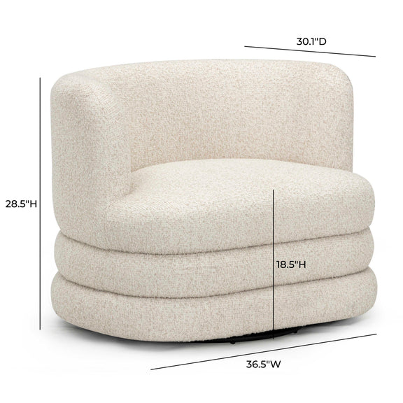 Astor Heavy Performance Boucle Swivel Hotel Lounge Chair - Cream