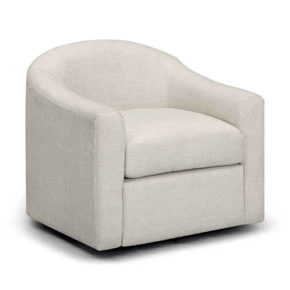 Thao Contract-Grade Basketweave Fabric Swivel Accent Chair - Cream