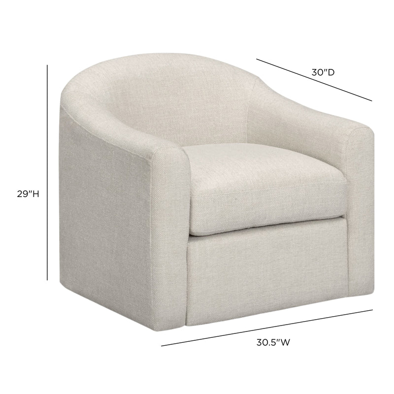 Thao Contract-Grade Basketweave Fabric Swivel Accent Chair - Cream