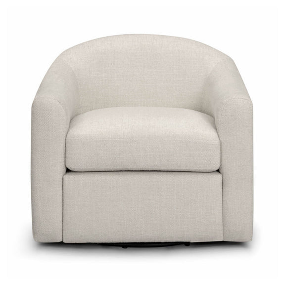 Thao Contract-Grade Basketweave Fabric Swivel Accent Chair - Cream