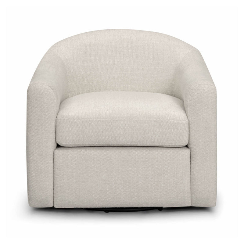 Thao Contract-Grade Basketweave Fabric Swivel Accent Chair - Cream