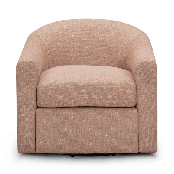 Thao Contract-Grade Basketweave Fabric Swivel Accent Chair - Blush