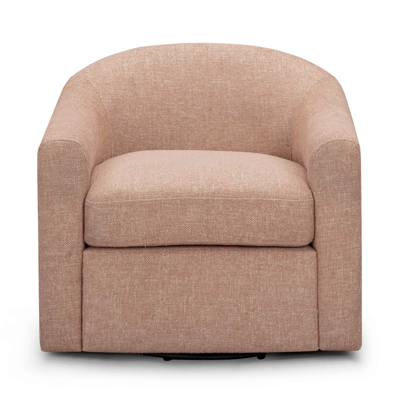 Thao Contract-Grade Basketweave Fabric Swivel Accent Chair - Blush