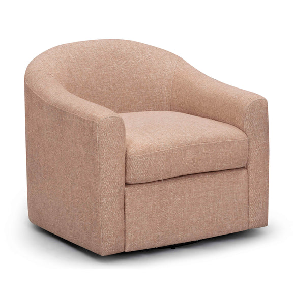 Thao Contract-Grade Basketweave Fabric Swivel Accent Chair - Blush