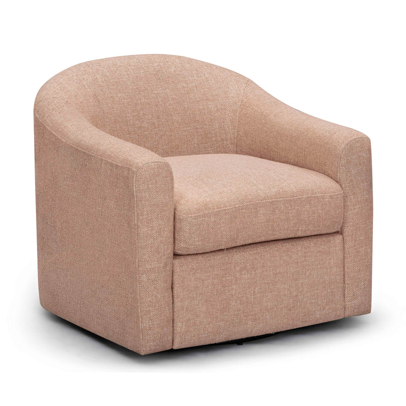 Thao Contract-Grade Basketweave Fabric Swivel Accent Chair - Blush