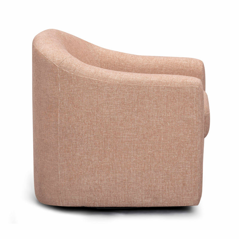 Thao Contract-Grade Basketweave Fabric Swivel Accent Chair - Blush
