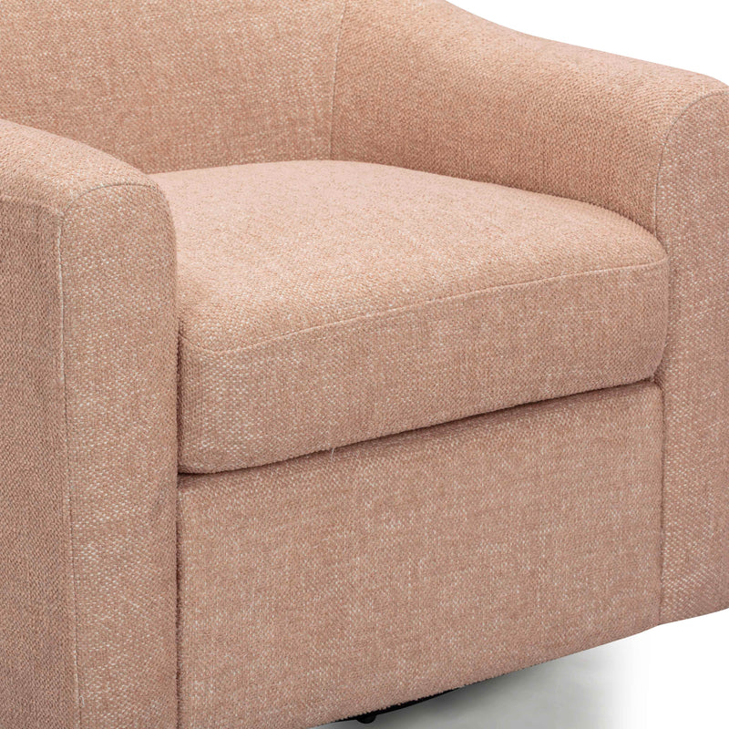 Thao Contract-Grade Basketweave Fabric Swivel Accent Chair - Blush