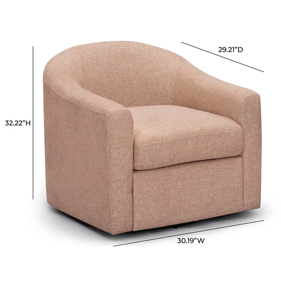 Thao Contract-Grade Basketweave Fabric Swivel Accent Chair - Blush