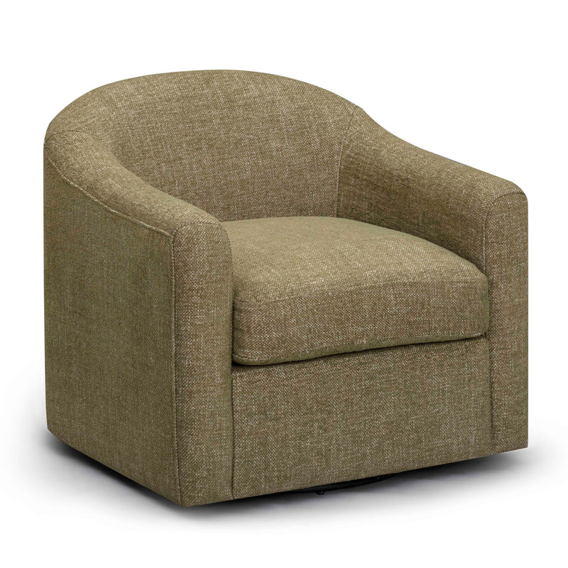 Thao Contract-Grade Basketweave Fabric Swivel Accent Chair - Green