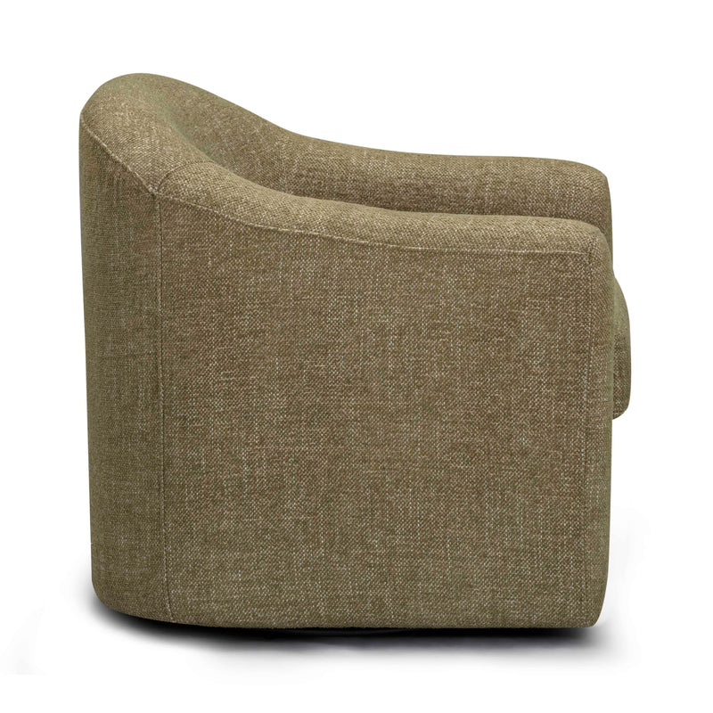 Thao Contract-Grade Basketweave Fabric Swivel Accent Chair - Green