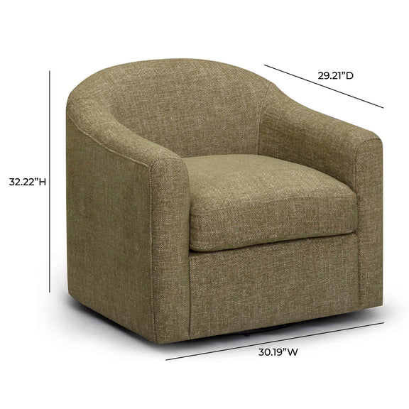 Thao Contract-Grade Basketweave Fabric Swivel Accent Chair - Green