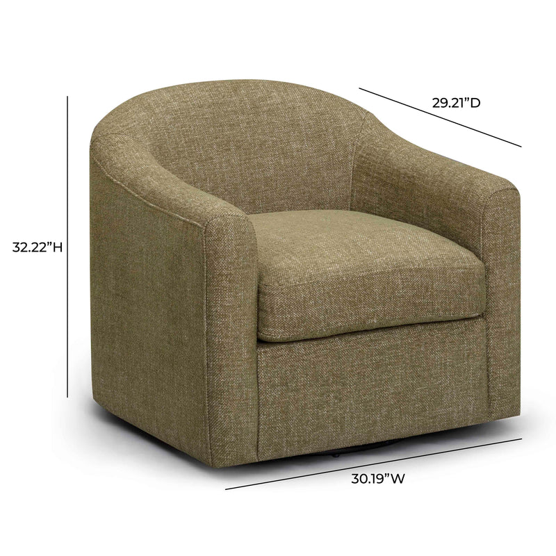 Thao Contract-Grade Basketweave Fabric Swivel Accent Chair - Green