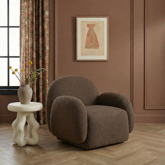 Marius Contract-Grade Boucle Accent Chair - Brown