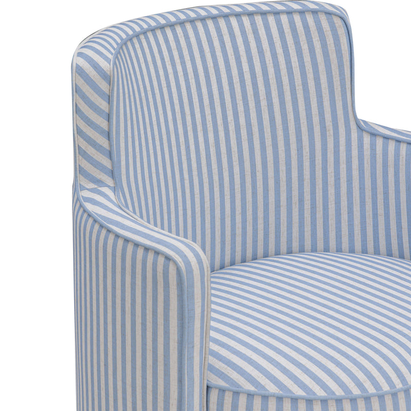 Passe Striped Linen Swivel Accent Chair - Blue Stripes