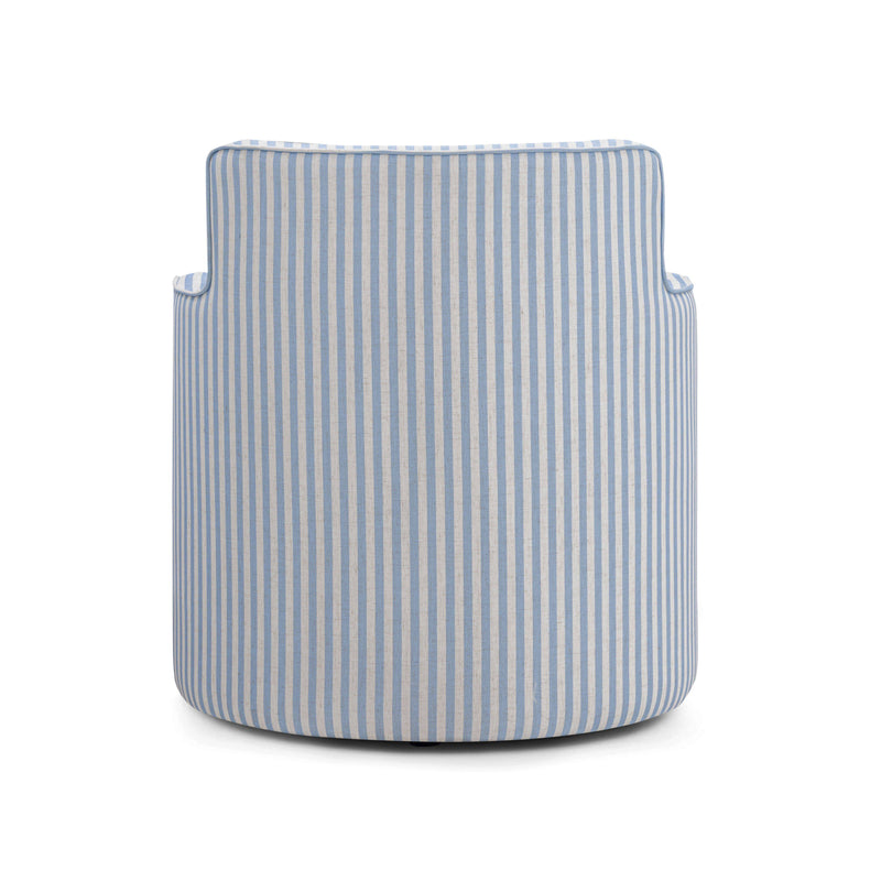 Passe Striped Linen Swivel Accent Chair - Blue Stripes