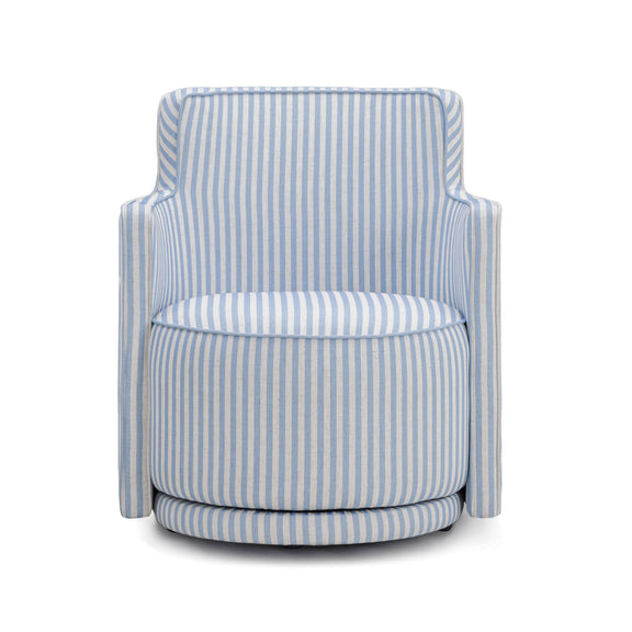 Passe Striped Linen Swivel Accent Chair - Blue Stripes