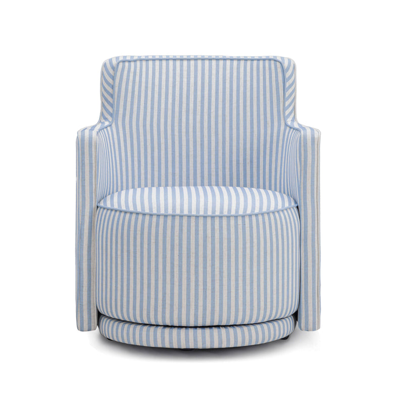 Passe Striped Linen Swivel Accent Chair - Blue Stripes