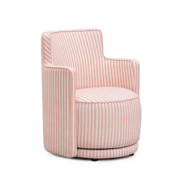Passe Striped Linen Swivel Accent Chair - Pink Stripes