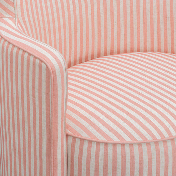 Passe Striped Linen Swivel Accent Chair - Pink Stripes