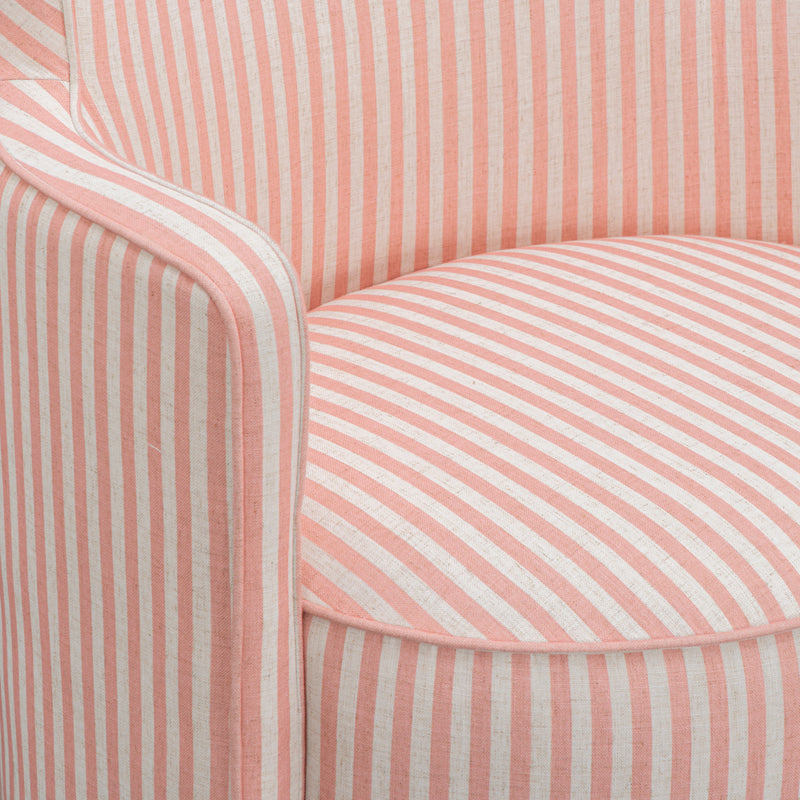 Passe Striped Linen Swivel Accent Chair - Pink Stripes