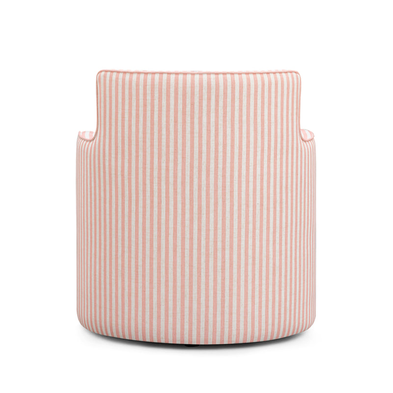 Passe Striped Linen Swivel Accent Chair - Pink Stripes