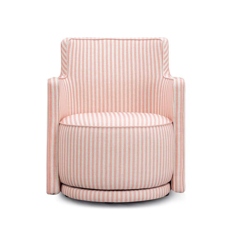 Passe Striped Linen Swivel Accent Chair - Pink Stripes