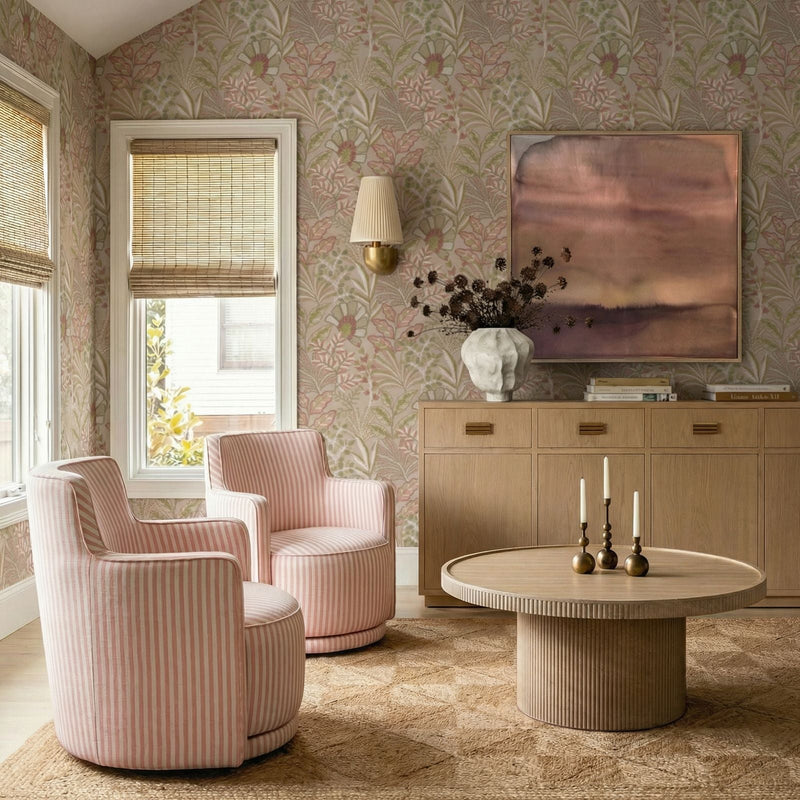 Passe Striped Linen Swivel Accent Chair - Pink Stripes