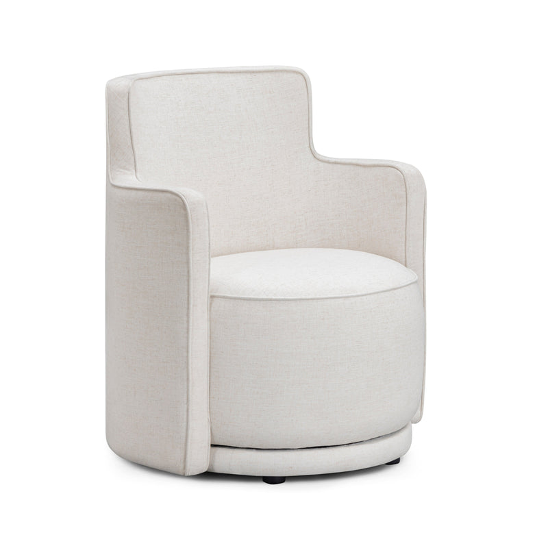 Passe Cream Upcycled Performance Linen Swivel Accent Chair