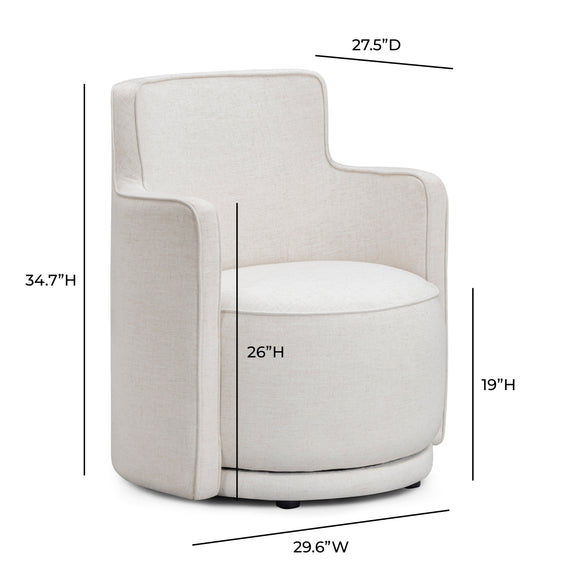 Passe Cream Upcycled Performance Linen Swivel Accent Chair