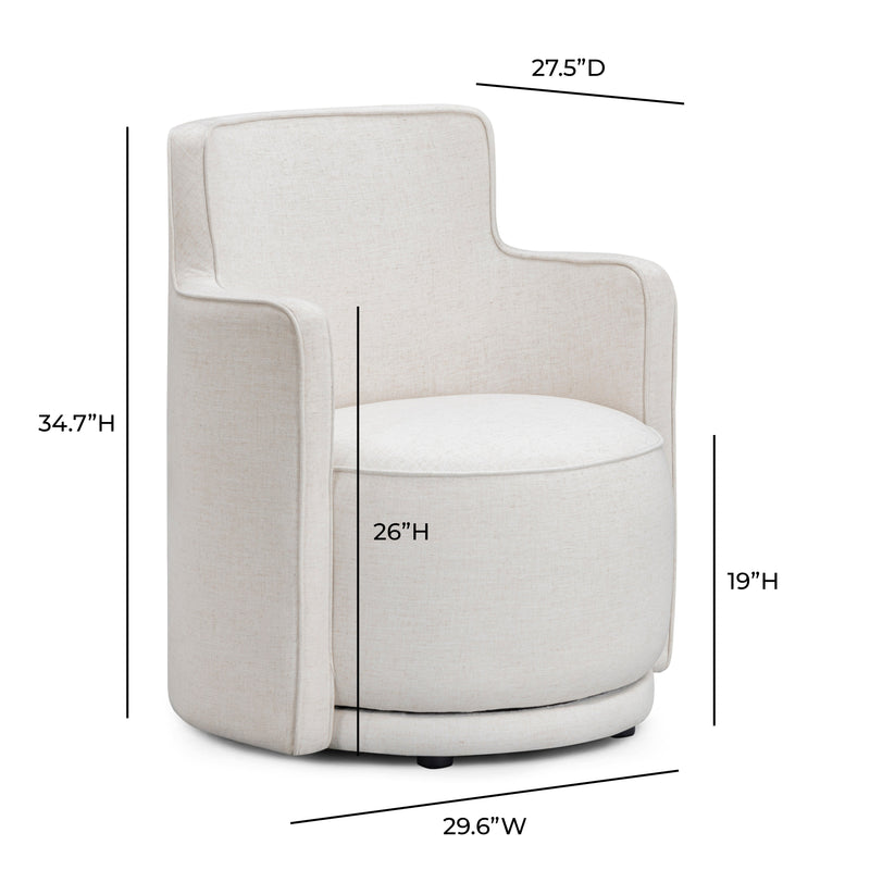 Passe Cream Upcycled Performance Linen Swivel Accent Chair