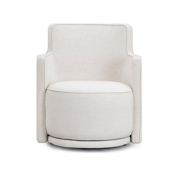 Passe Cream Upcycled Performance Linen Swivel Accent Chair