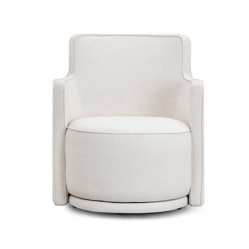 Passe Cream Upcycled Performance Linen Swivel Accent Chair