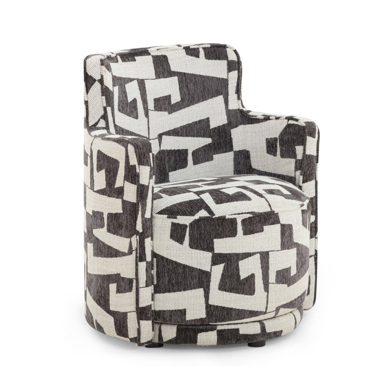 Passe Black Performance Jacquard Swivel Accent Chair