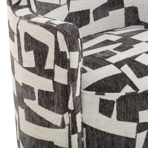 Passe Black Performance Jacquard Swivel Accent Chair