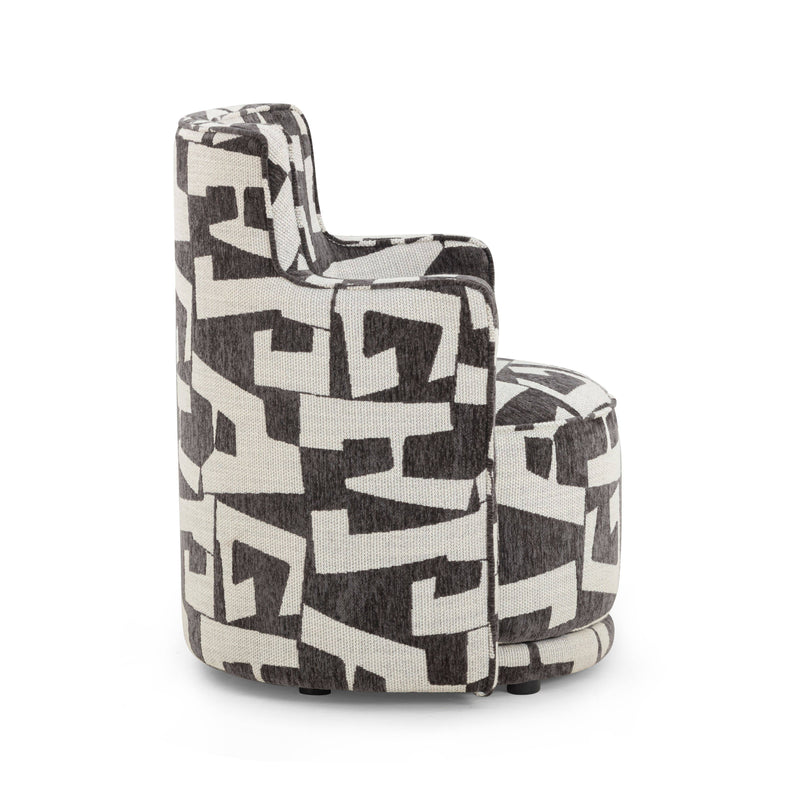 Passe Black Performance Jacquard Swivel Accent Chair