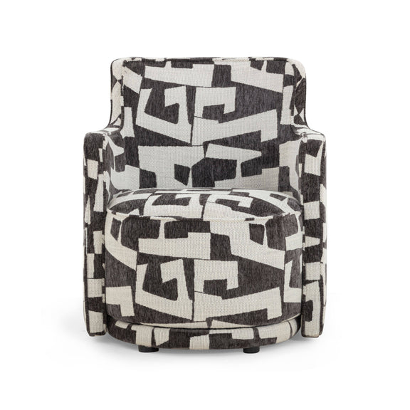 Passe Black Performance Jacquard Swivel Accent Chair