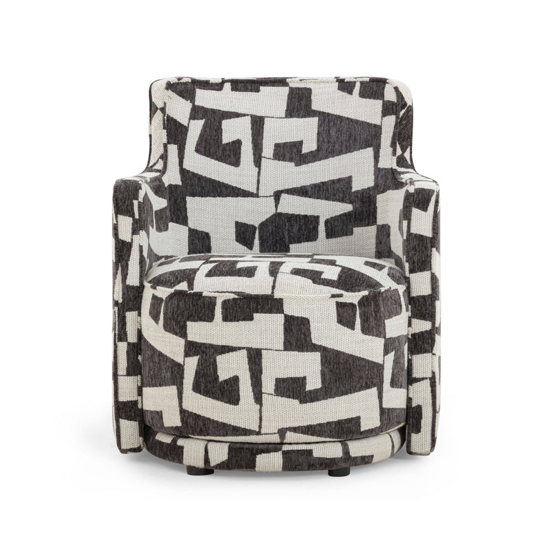 Passe Black Performance Jacquard Swivel Accent Chair