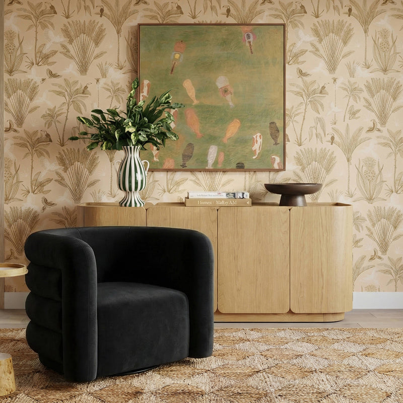 Curves Performance Velvet Swivel Accent Chair - Black