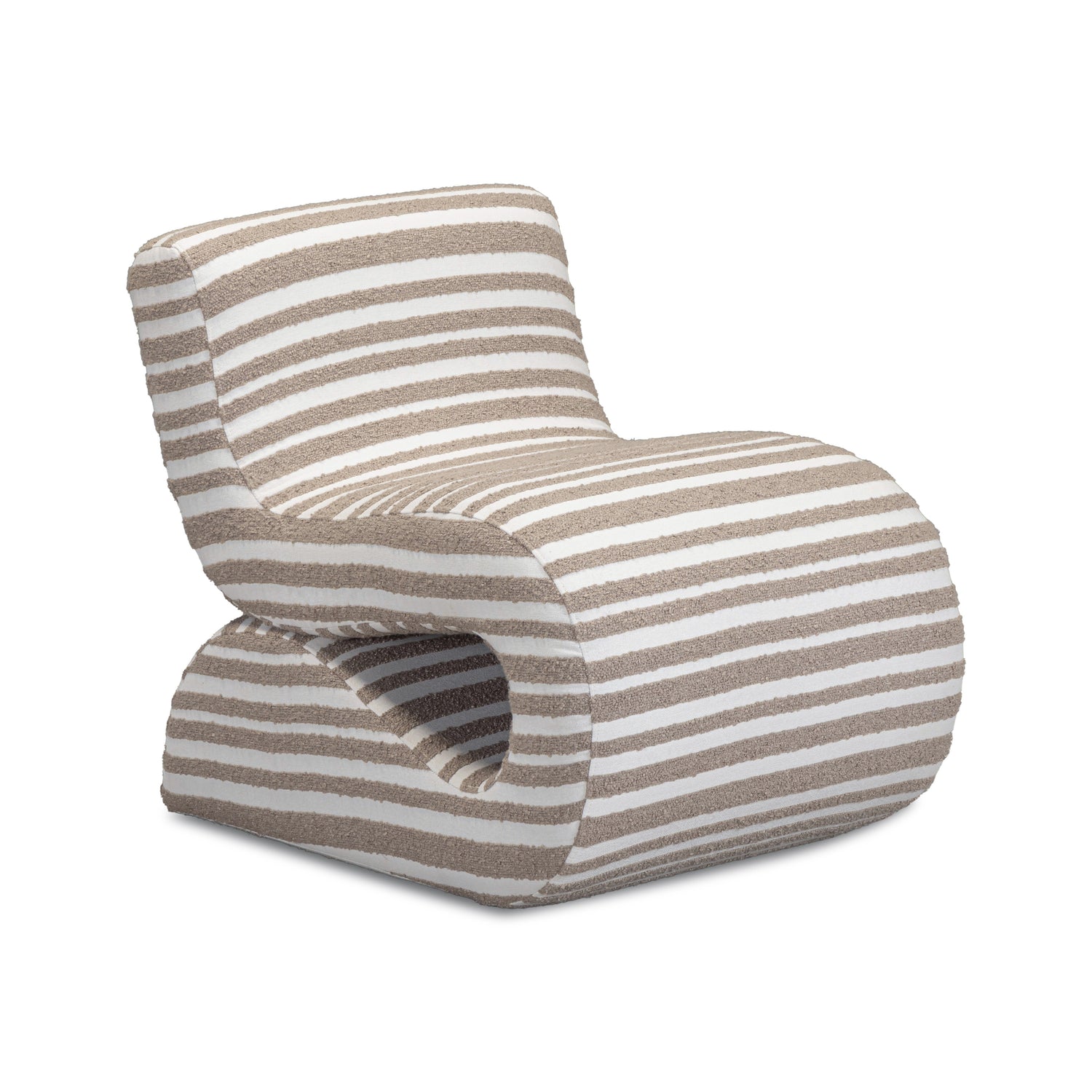 Senna Taupe Organic Stripes Contract-Grade Jacquard Fabric Accent Chair