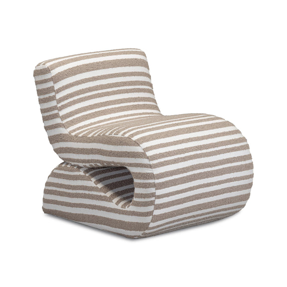 Senna Taupe Organic Stripes Contract-Grade Jacquard Fabric Accent Chair
