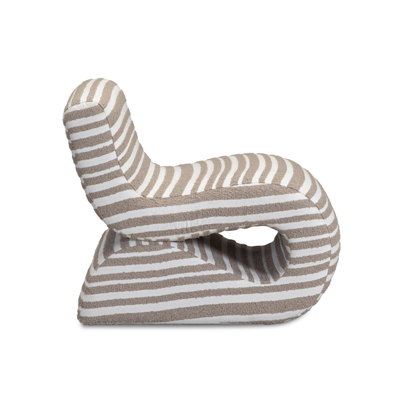 Senna Taupe Organic Stripes Contract-Grade Jacquard Fabric Accent Chair