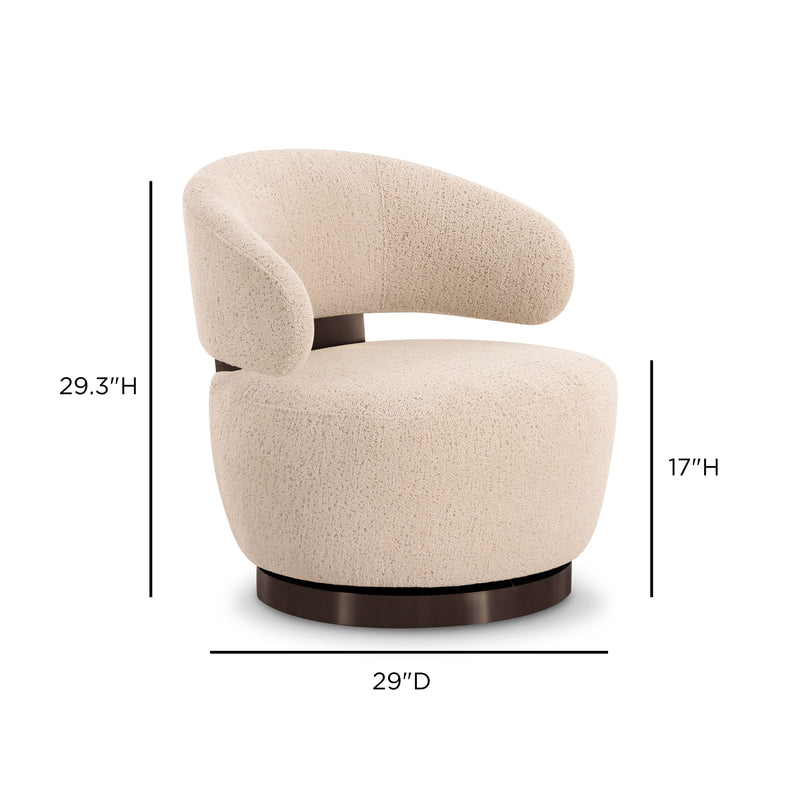 Austin Cream Performance Boucle Swivel Accent Chair
