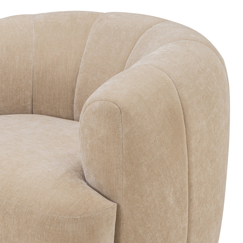 Jasmine Upcycled Contract-Grade Basketweave Fabric Swivel Accent Chair - Oat