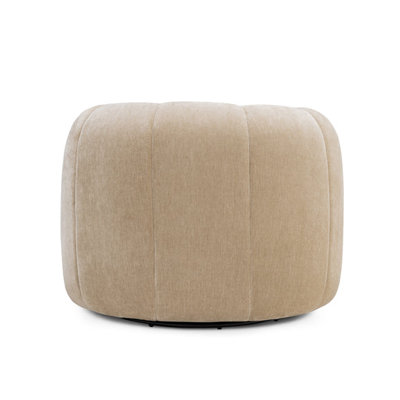 Jasmine Upcycled Contract-Grade Basketweave Fabric Swivel Accent Chair - Oat