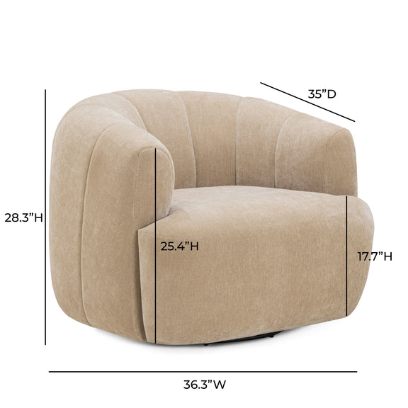 Jasmine Upcycled Contract-Grade Basketweave Fabric Swivel Accent Chair - Oat