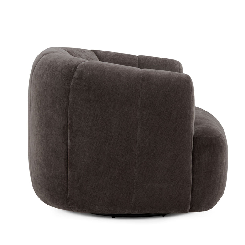 Jasmine Upcycled Contract-Grade Basketweave Fabric Swivel Accent Chair - Storm Grey