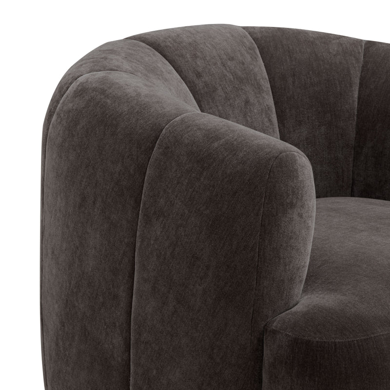 Jasmine Upcycled Contract-Grade Basketweave Fabric Swivel Accent Chair - Storm Grey