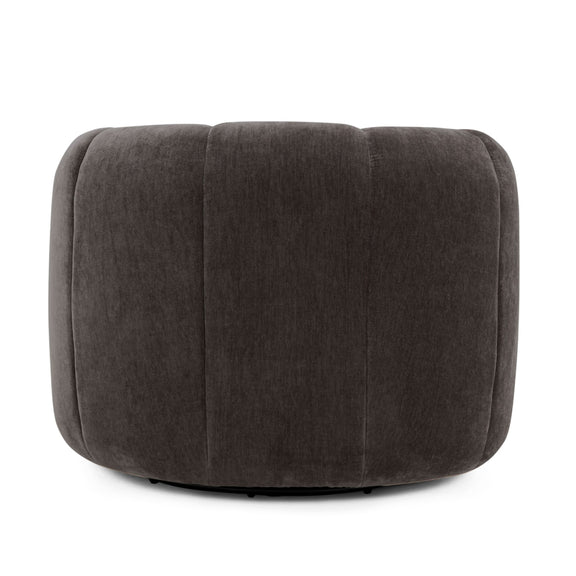 Jasmine Upcycled Contract-Grade Basketweave Fabric Swivel Accent Chair - Storm Grey