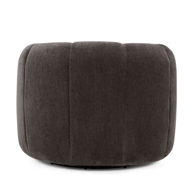 Jasmine Upcycled Contract-Grade Basketweave Fabric Swivel Accent Chair - Storm Grey