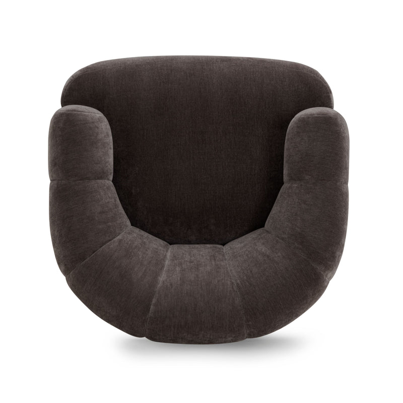 Jasmine Upcycled Contract-Grade Basketweave Fabric Swivel Accent Chair - Storm Grey